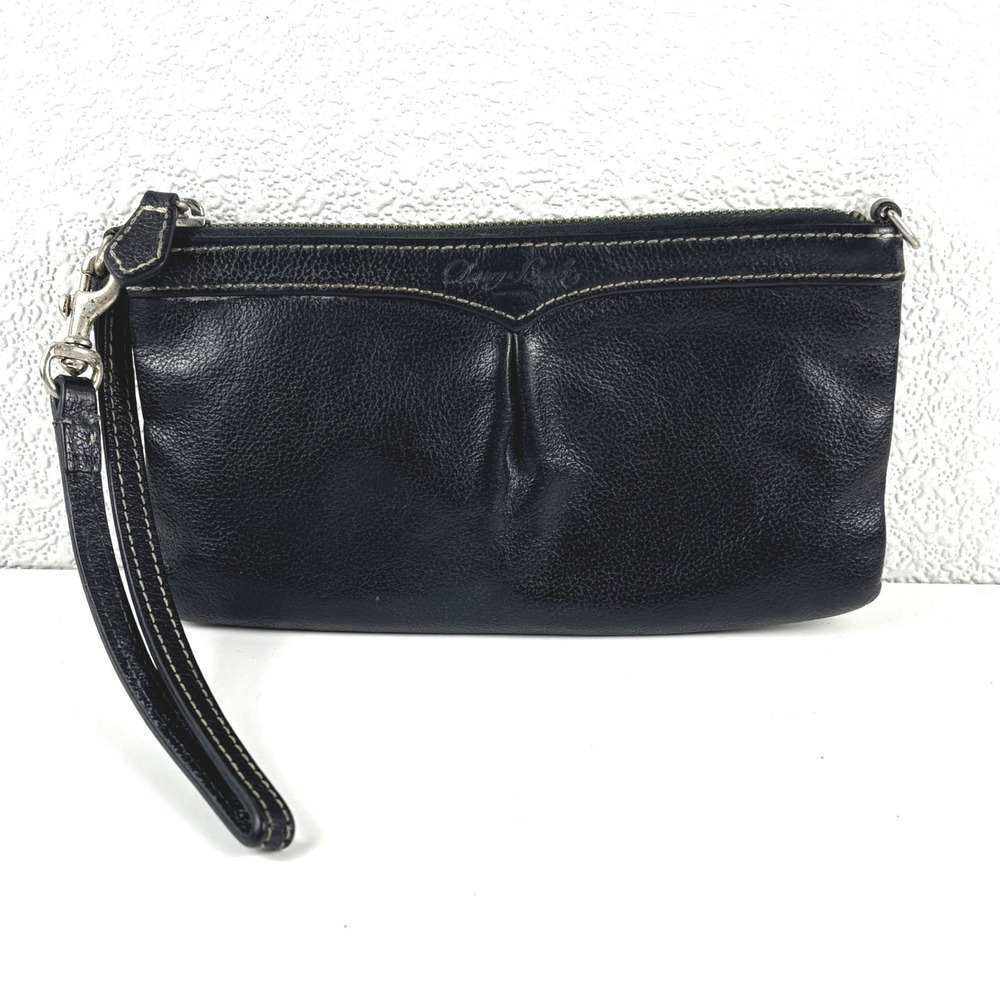 Dooney & Bourke Wristlet Women Small Black Leather Zip Pouch Vintage Classic